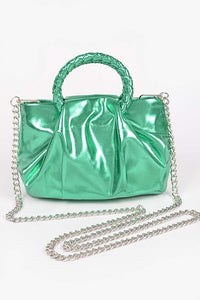 Green Metallic Top Handle Crossbody Bag