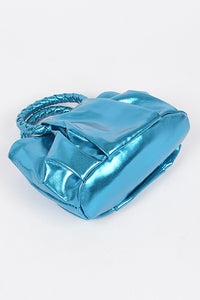 Blue Metallic Top Handle Crossbody Bag