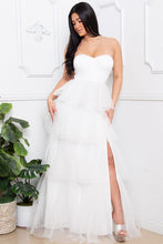 Ivory Mesh Tulle Fabric Tube Top Maxi Ress