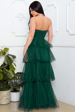 Hunter Green Mesh Tulle Fabric Tube Top Maxi Ress