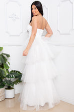 Ivory Mesh Tulle Fabric Tube Top Maxi Ress