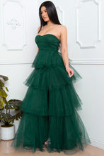 Hunter Green Mesh Tulle Fabric Tube Top Maxi Ress