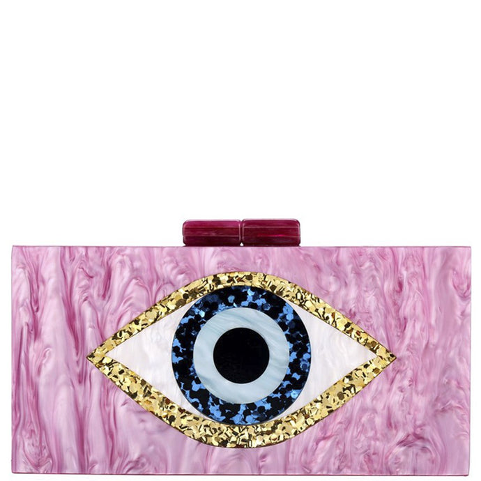 Purple Fashion Hard Case Eye Clutch Bag