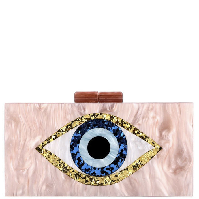 Pink Fashion Hard Case Eye Clutch Bag
