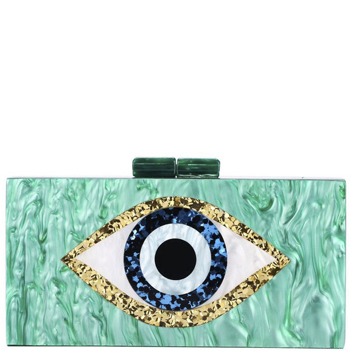 Green Fashion Hard Case Eye Clutch Bag