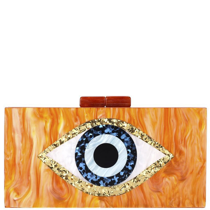 Orange Fashion Hard Case Eye Clutch Bag