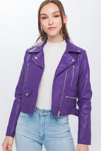 Purple PU Moto Faux Leather Jacket
