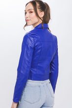 Royal PU Moto Faux Leather Jacket