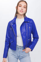 Royal PU Moto Faux Leather Jacket
