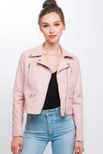 Pink PU Moto Faux Leather Jacket