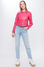 Fuchsia PU Moto Faux Leather Jacket