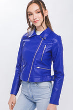 Royal PU Moto Faux Leather Jacket