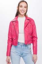 Fuchsia PU Moto Faux Leather Jacket