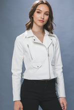 White PU Moto Faux Leather Jacket