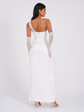 Lora White Crystal Embellished Mesh Corset Gown