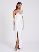 Lora White Crystal Embellished Mesh Corset Gown