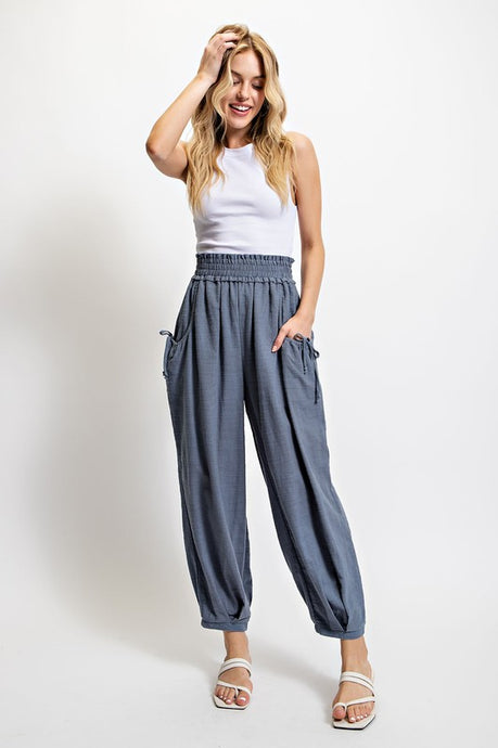 Slate Blue Voluminous Relaxed Fit Pant