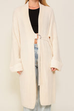 Ivory Long Slouchy Cardigan With Belt