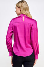Magenta Long Sleeve Surplice Top With Twisted Neck