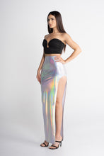 Silver Aurora Maxi Holographic Foil Skirt