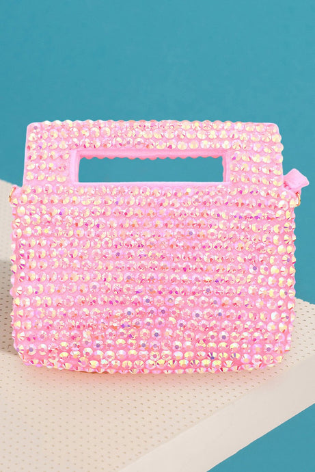 Pink Studded Micro Mini Tote / Crossbody Bag