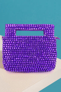 Purple Studded Micro Mini Tote / Crossbody Bag