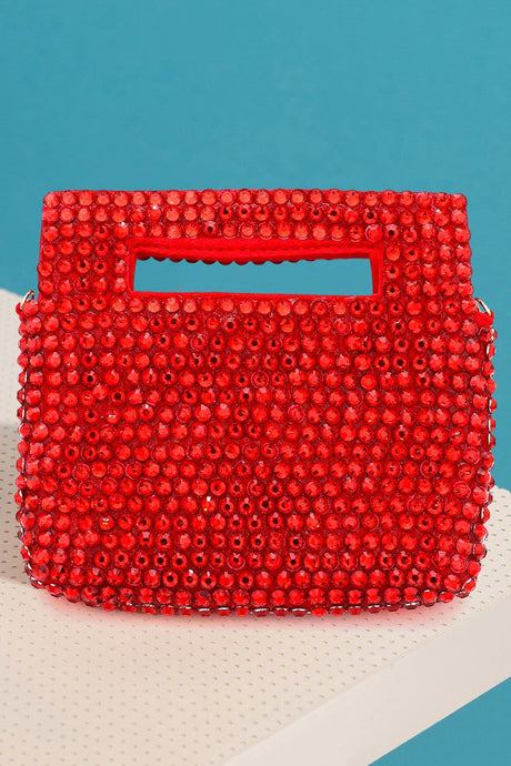 Red Studded Micro Mini Tote / Crossbody Bag