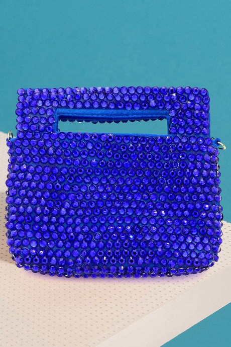 Blue Studded Micro Mini Tote / Crossbody Bag