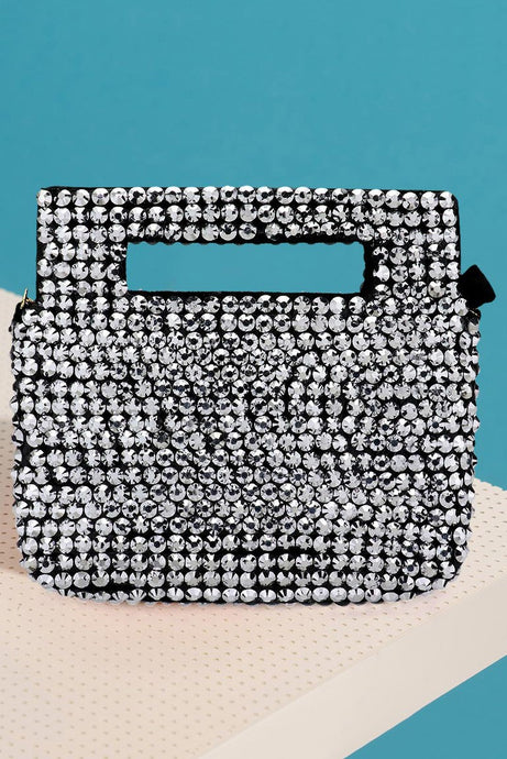 Silver Studded Micro Mini Tote / Crossbody Bag