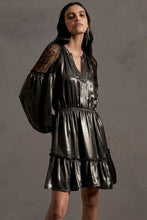 Gunmetal Mini Dress W/Shoulder Lace