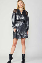 Gunmetal Mini Dress W/Shoulder Lace