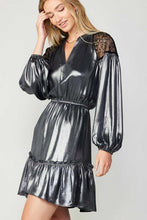 Gunmetal Mini Dress W/Shoulder Lace