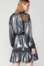 Gunmetal Mini Dress W/Shoulder Lace