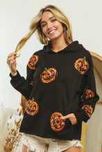 Black Sequin Pumpkin Patches Allover Hoodie