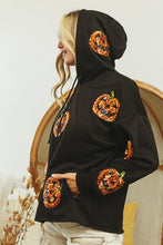 Black Sequin Pumpkin Patches Allover Hoodie