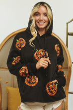 Black Sequin Pumpkin Patches Allover Hoodie