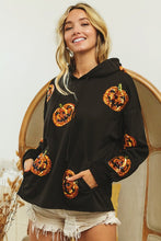 Black Sequin Pumpkin Patches Allover Hoodie