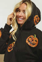 Black Sequin Pumpkin Patches Allover Hoodie