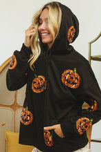 Black Sequin Pumpkin Patches Allover Hoodie