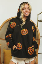 Black Sequin Pumpkin Patches Allover Hoodie