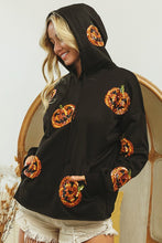 Black Sequin Pumpkin Patches Allover Hoodie