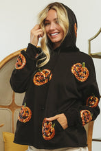 Black Sequin Pumpkin Patches Allover Hoodie