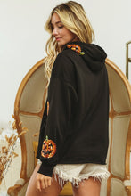 Black Sequin Pumpkin Patches Allover Hoodie