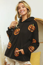 Black Sequin Pumpkin Patches Allover Hoodie
