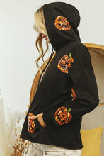 Black Sequin Pumpkin Patches Allover Hoodie
