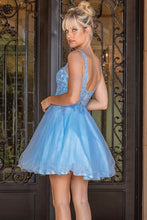 Bahama Blue Sleeveless Embellished Top Cocktail Dress