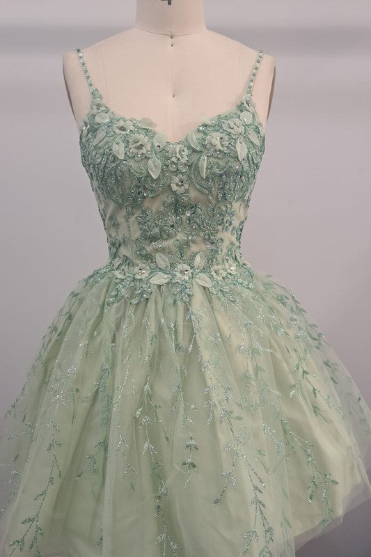 Sage Glitter Sequin Cocktail Dress