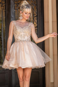 Peach Sequin Lace Embellished A Line Short Dress Aquarius Brand Peach Sequin Lace Embellished A Line Short Dress Aquarius Brand
