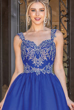 Royal Blue Sequin Lace Embellished A Line Short Dress