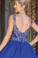 Royal Blue Sequin Lace Embellished A Line Short Dress